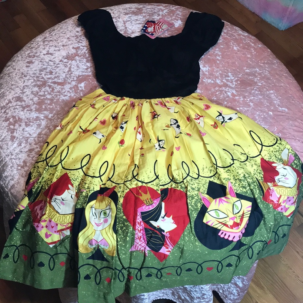 Pinup couture Alice in wonderland peasant dress